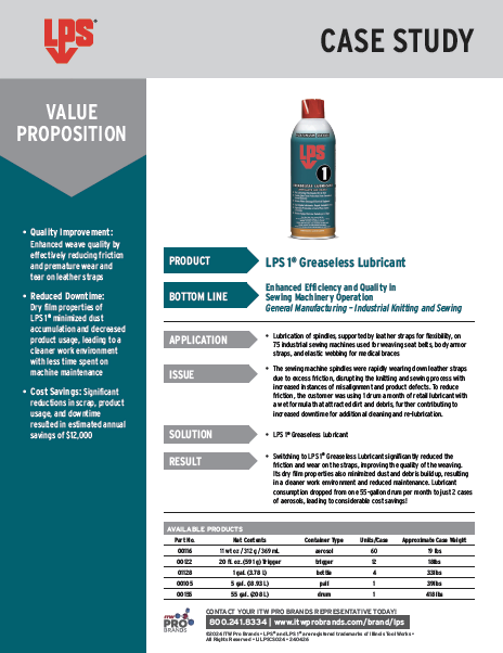 LPS 1® Greaseless Lubricant - Industrial Knitting and Sewing